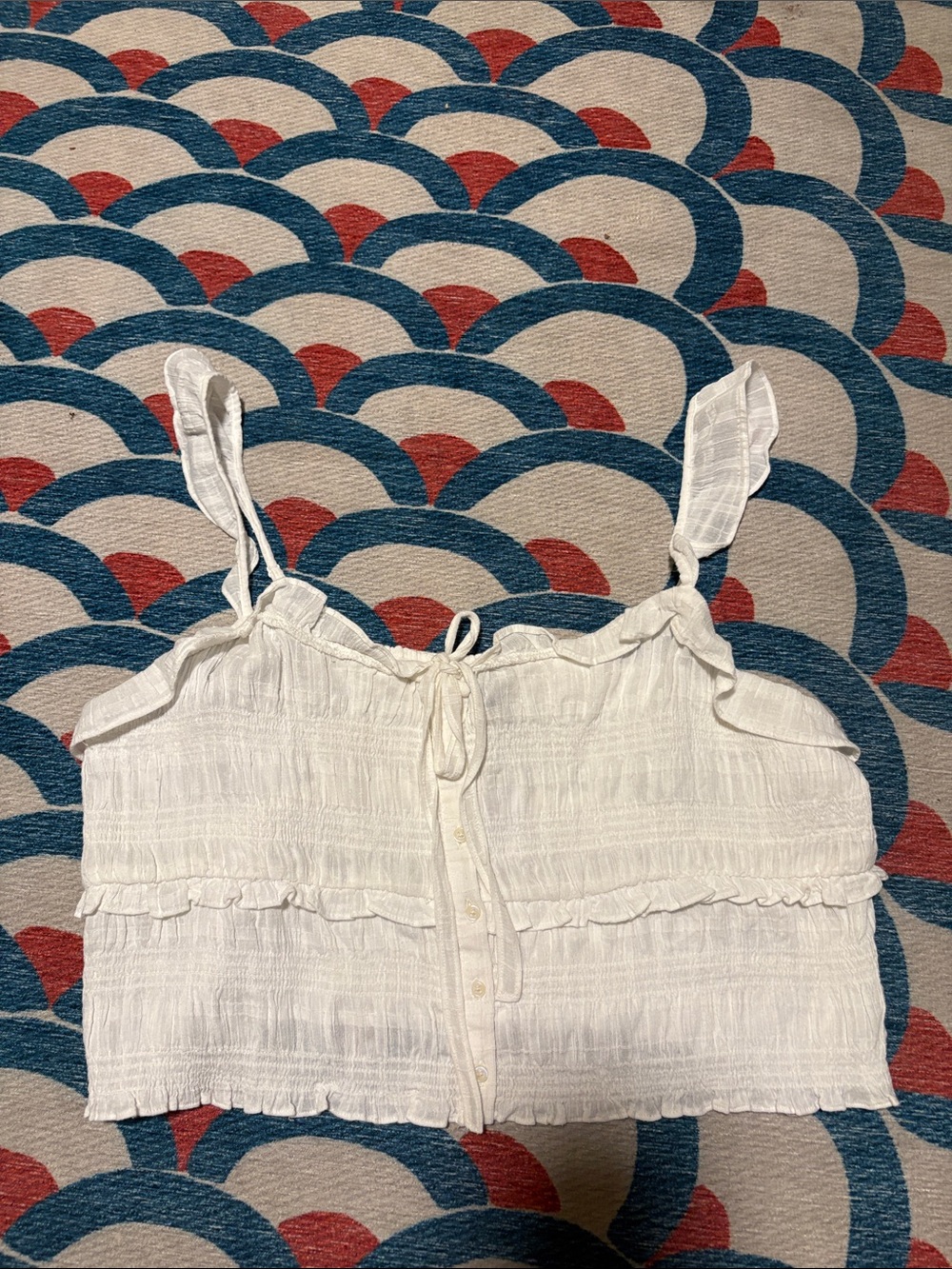 NWT American Eagle Outfitters White Ruffle Tie-Front Cropped Camisole